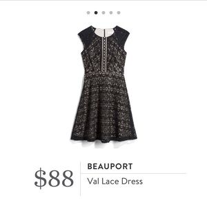 A-line black and tan lace dress